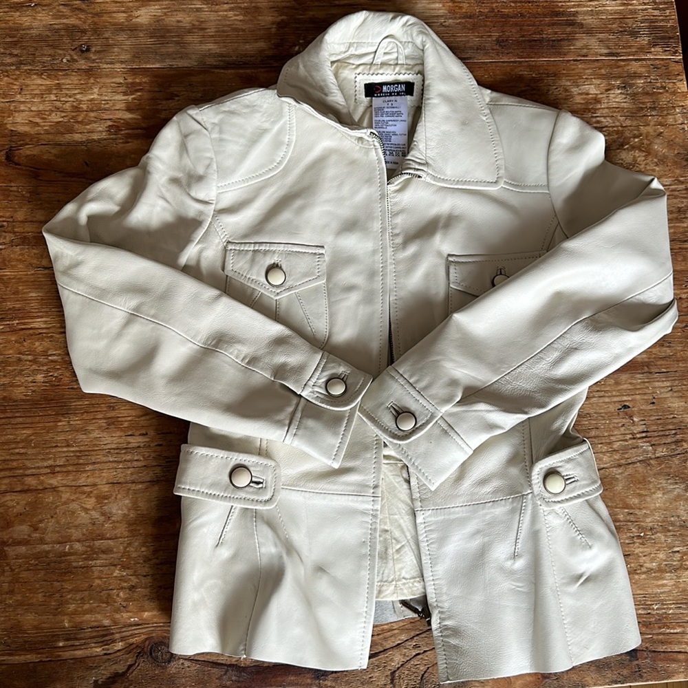 Vintage Cream Leather Jacket